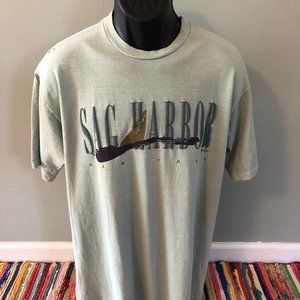 80s Sag Harbor New York Yacht Shirt Green Large